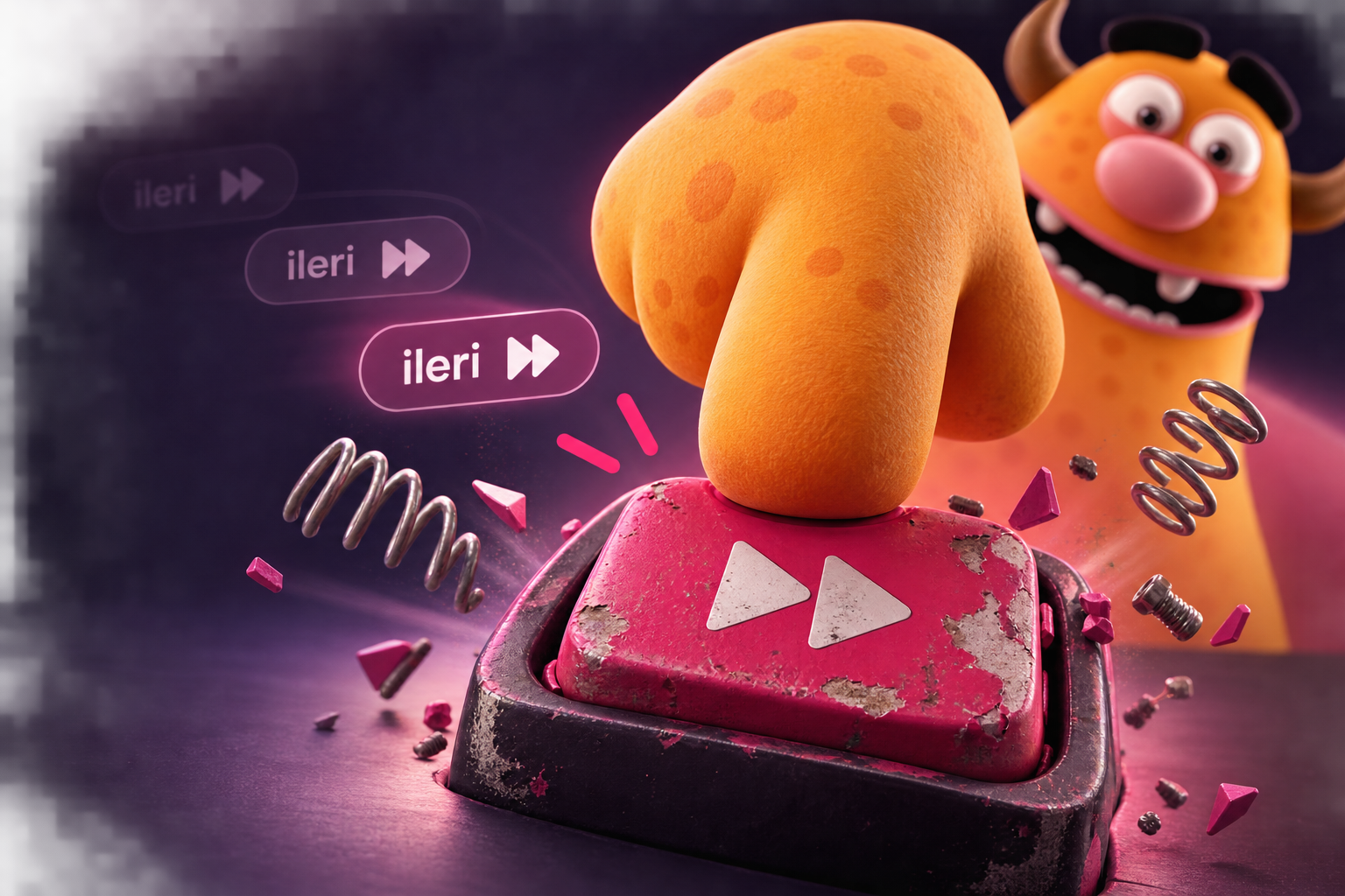 Digitallica mascot Revize punching the “Next” button
